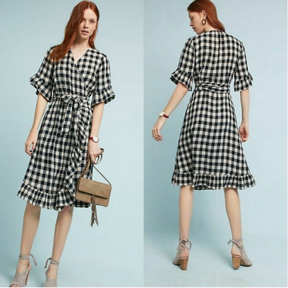 Anthropologie Dresses & Skirts - Anthropologie Gingham Flutter Sleeve Dress EE1395